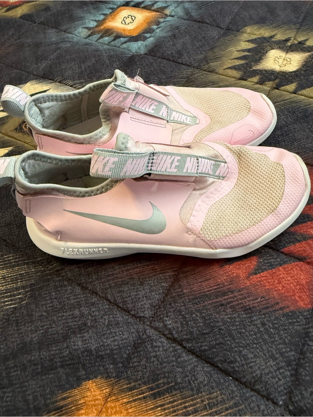 Nike Kids Pink and Light Gray Slip-On Flex Runner Sneakers